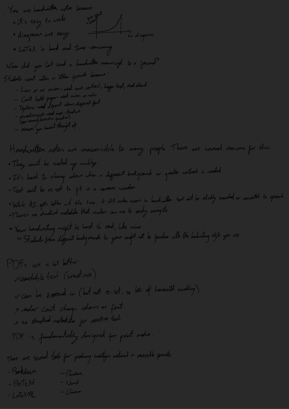 Black handwritten text on a dark background